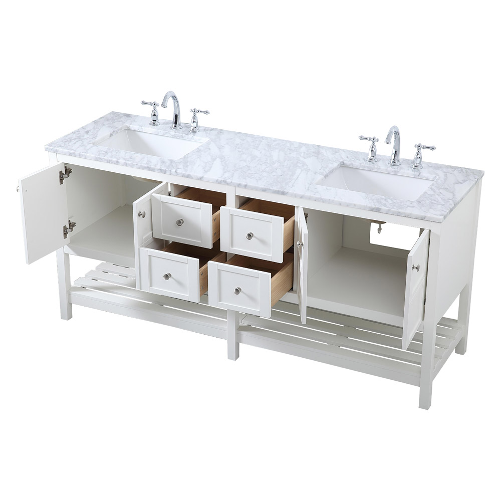 Elegant Bathroom Vanity - White, L 72" (VF16572DWH)