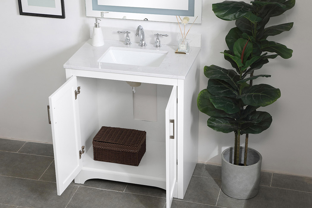 Elegant Bathroom Vanity - White (VF17030WH-BS)