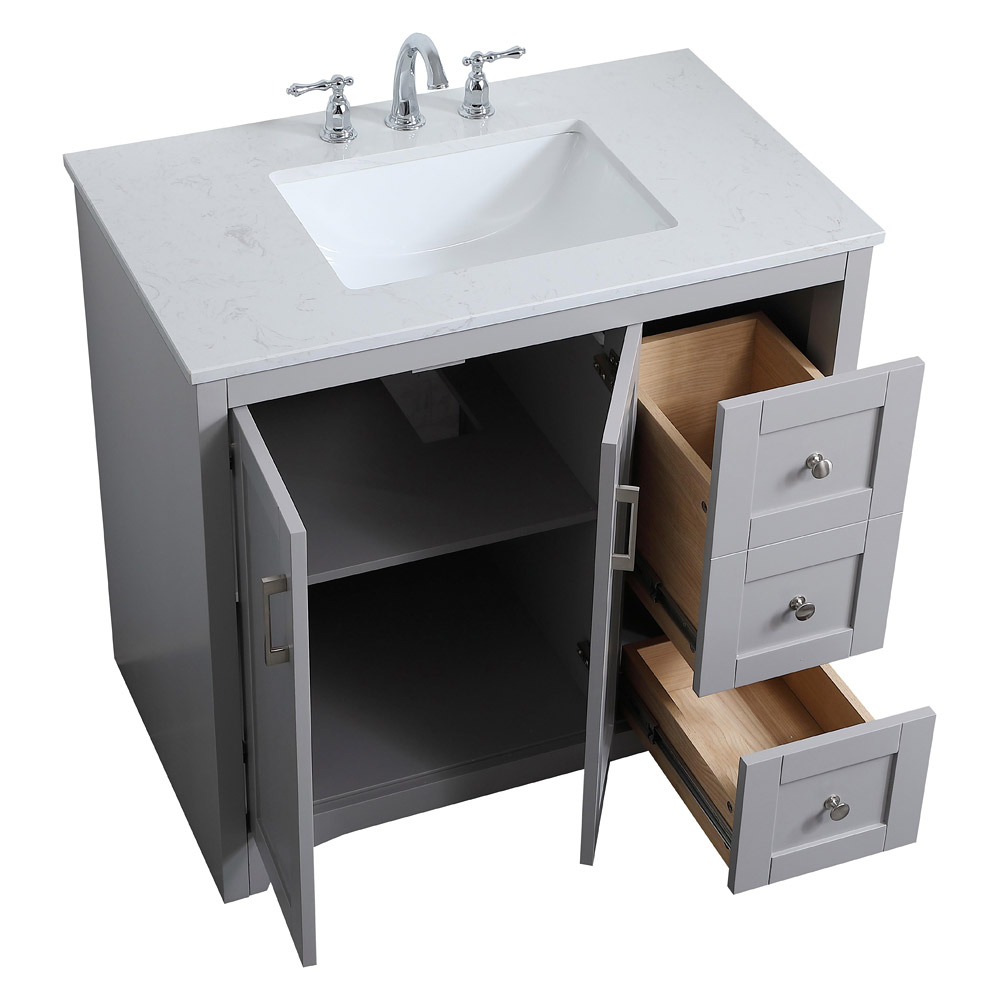 Elegant Bathroom Vanity - Gray (VF17036GR)