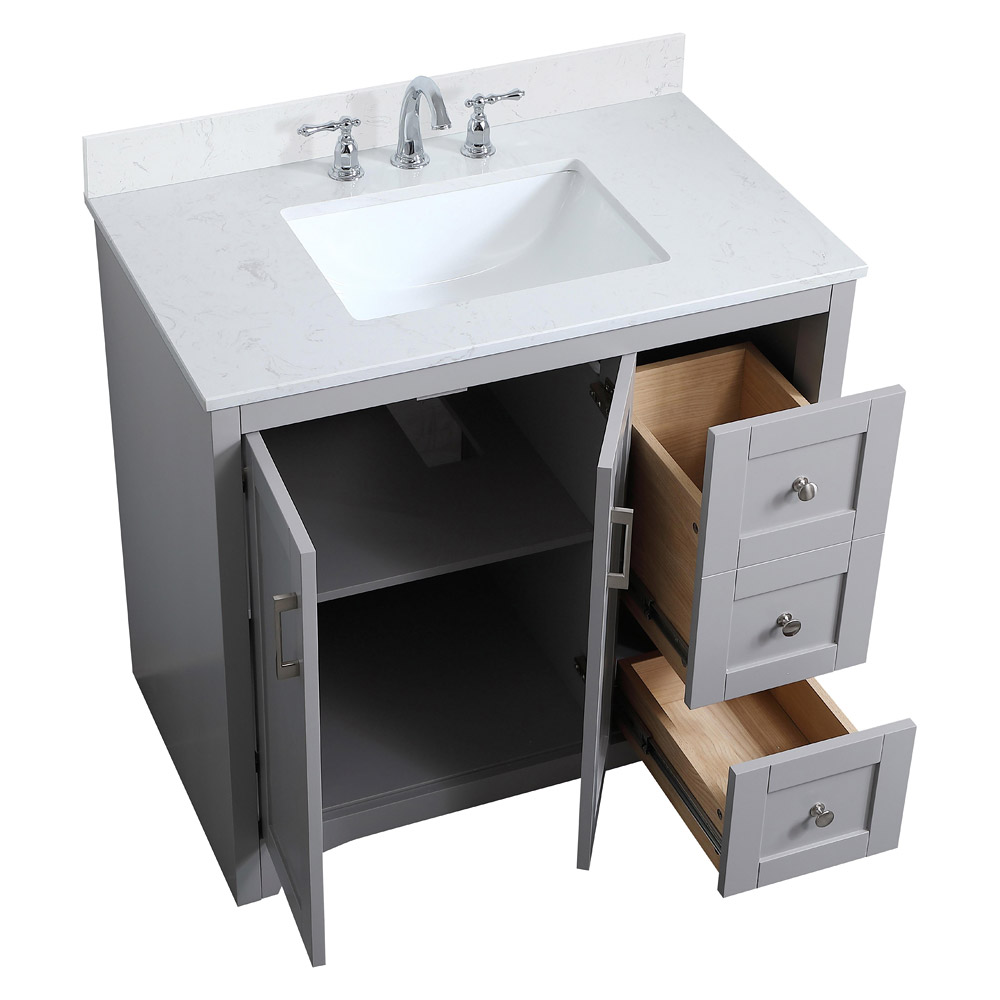 Elegant Bathroom Vanity - Gray (VF17036GR-BS)