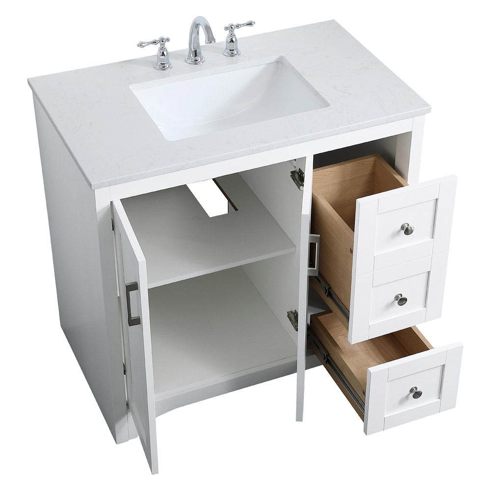 Elegant Bathroom Vanity - White (VF17036WH)