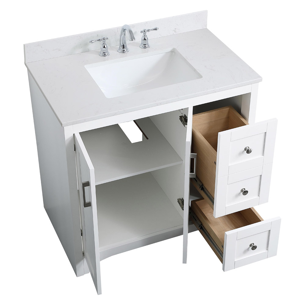 Elegant Bathroom Vanity - White (VF17036WH-BS)