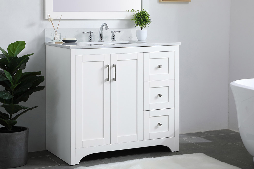 Elegant Bathroom Vanity - White (VF17036WH-BS)