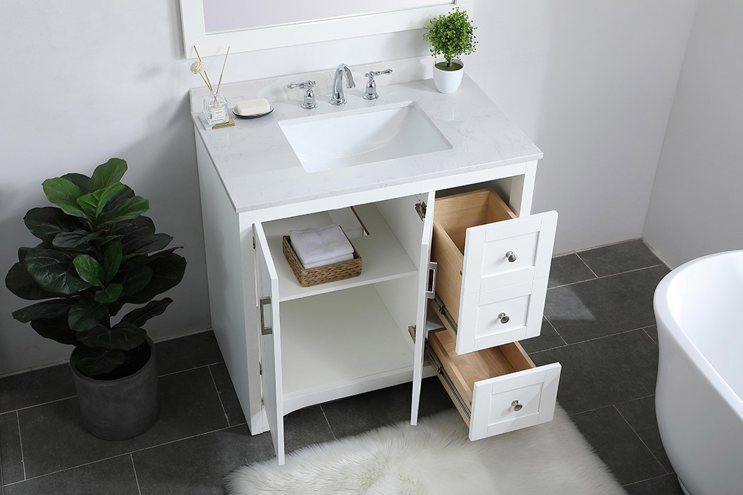 Elegant Bathroom Vanity - White (VF17036WH-BS)