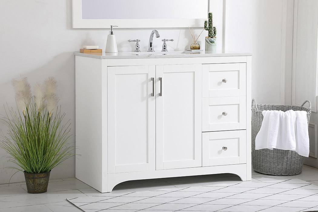 Elegant Bathroom Vanity - White (VF17042WH)