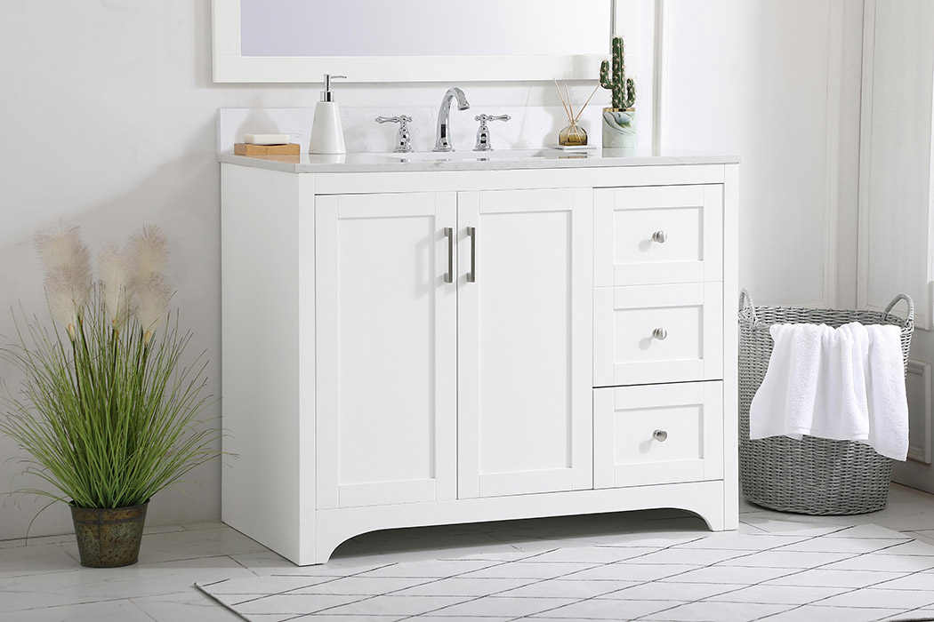 Elegant Bathroom Vanity - White (VF17042WH-BS)