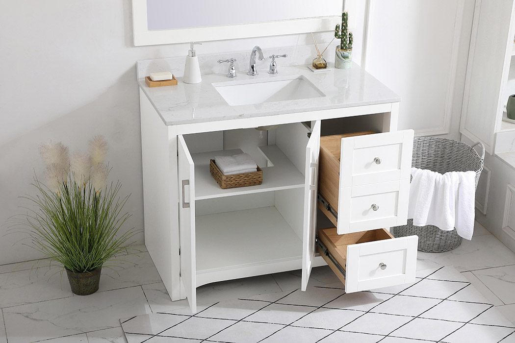 Elegant Bathroom Vanity - White (VF17042WH-BS)