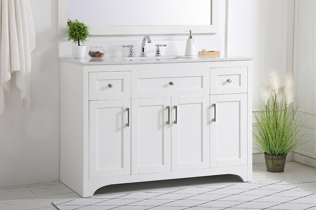 Elegant Bathroom Vanity - White (VF17048WH-BS)