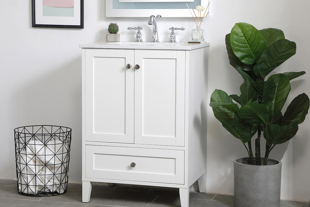 Elegant Bathroom Vanity - White (VF18024WH)