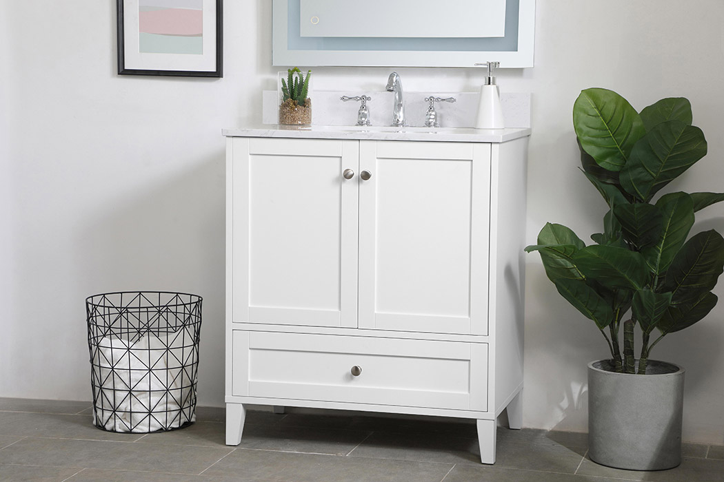 Elegant Bathroom Vanity - White (VF18030WH-BS)