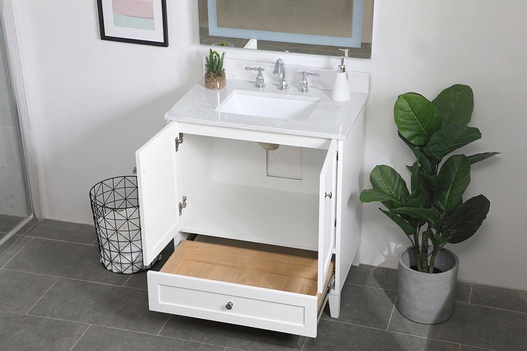 Elegant Bathroom Vanity - White (VF18030WH-BS)