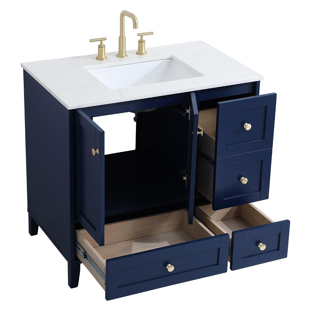 Elegant Bathroom Vanity - Blue (VF18036BL)