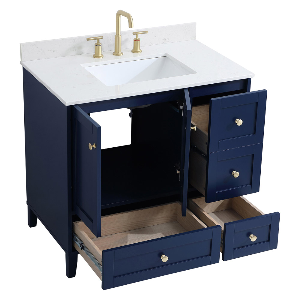 Elegant Bathroom Vanity - Blue (VF18036BL-BS)