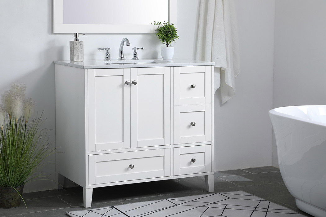 Elegant Bathroom Vanity - White (VF18036WH)