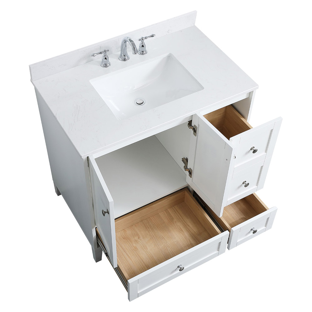 Elegant Bathroom Vanity - White (VF18036WH-BS)