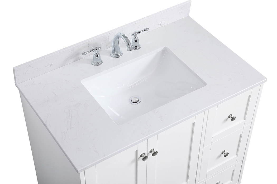 Elegant Bathroom Vanity - White (VF18036WH-BS)