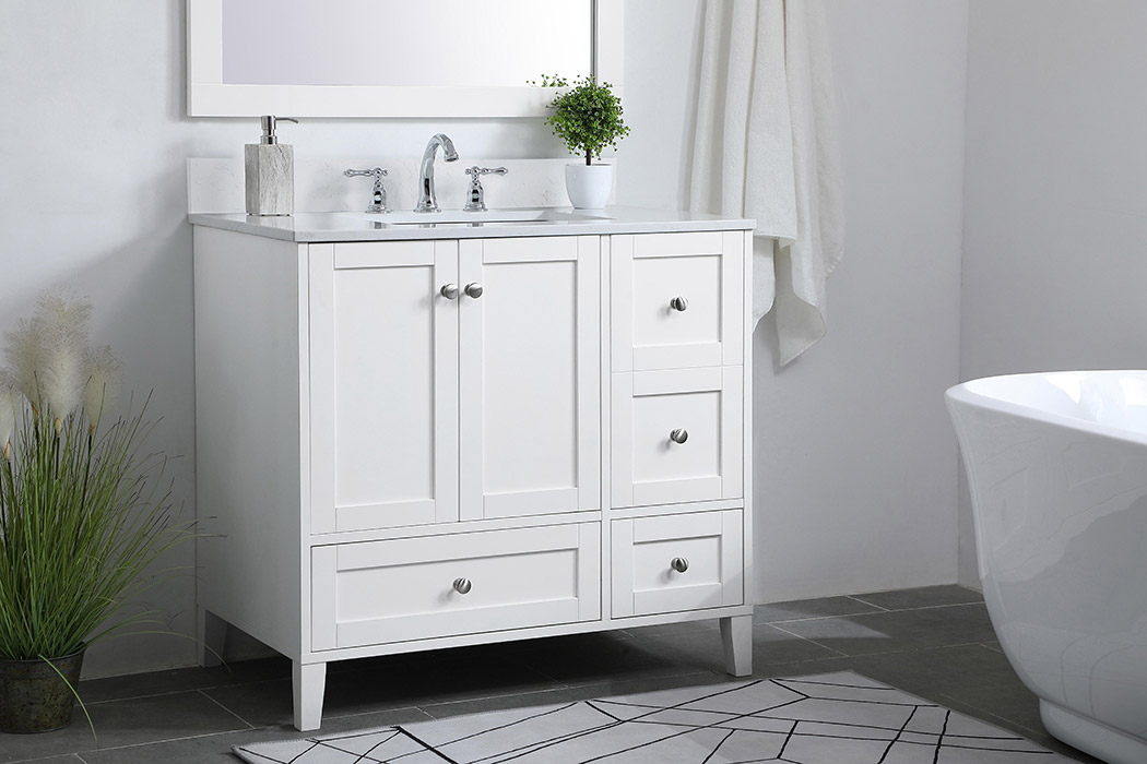 Elegant Bathroom Vanity - White (VF18036WH-BS)