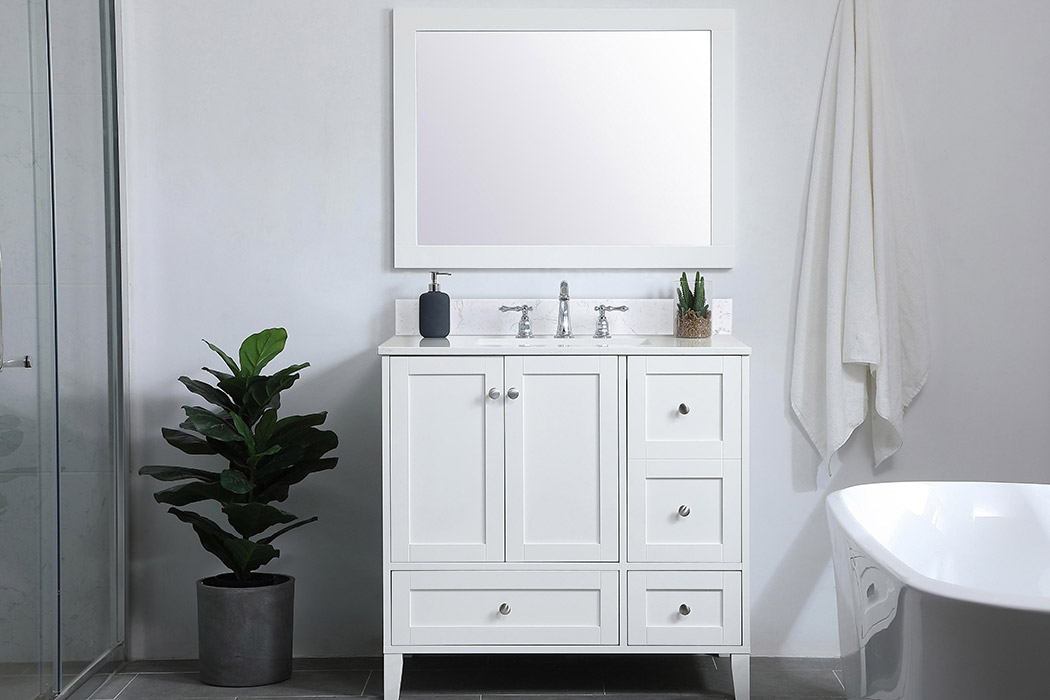 Elegant Bathroom Vanity - White (VF18036WH-BS)