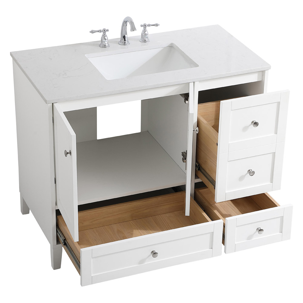 Elegant Bathroom Vanity - White (VF18042WH)