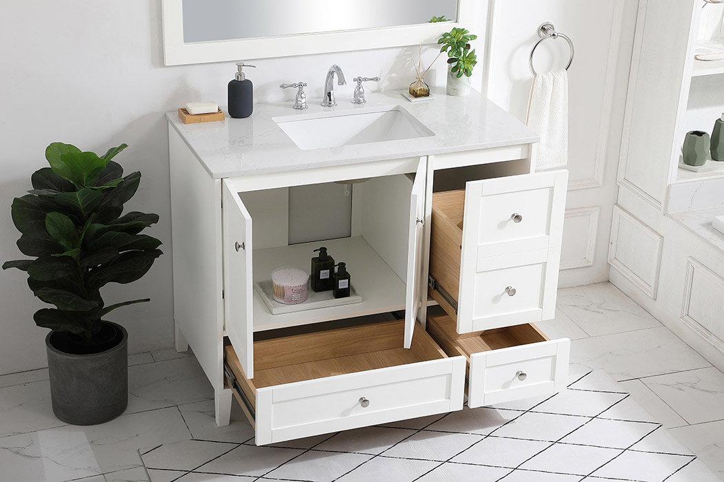 Elegant Bathroom Vanity - White (VF18042WH)