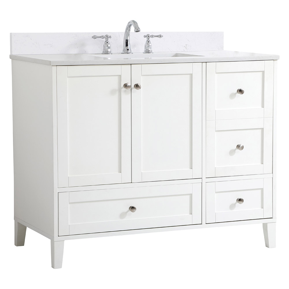 Elegant Bathroom Vanity - White (VF18042WH-BS)