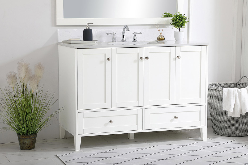 Elegant Bathroom Vanity - White (VF18048WH-BS)