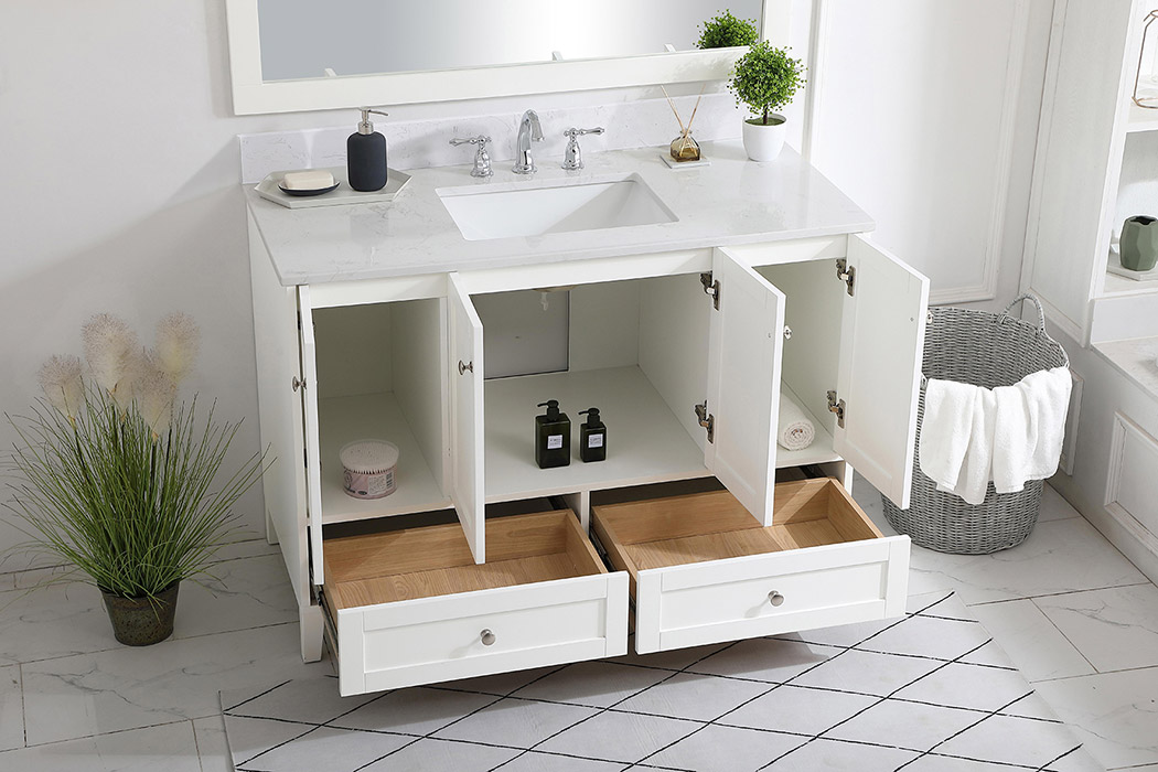 Elegant Bathroom Vanity - White (VF18048WH-BS)