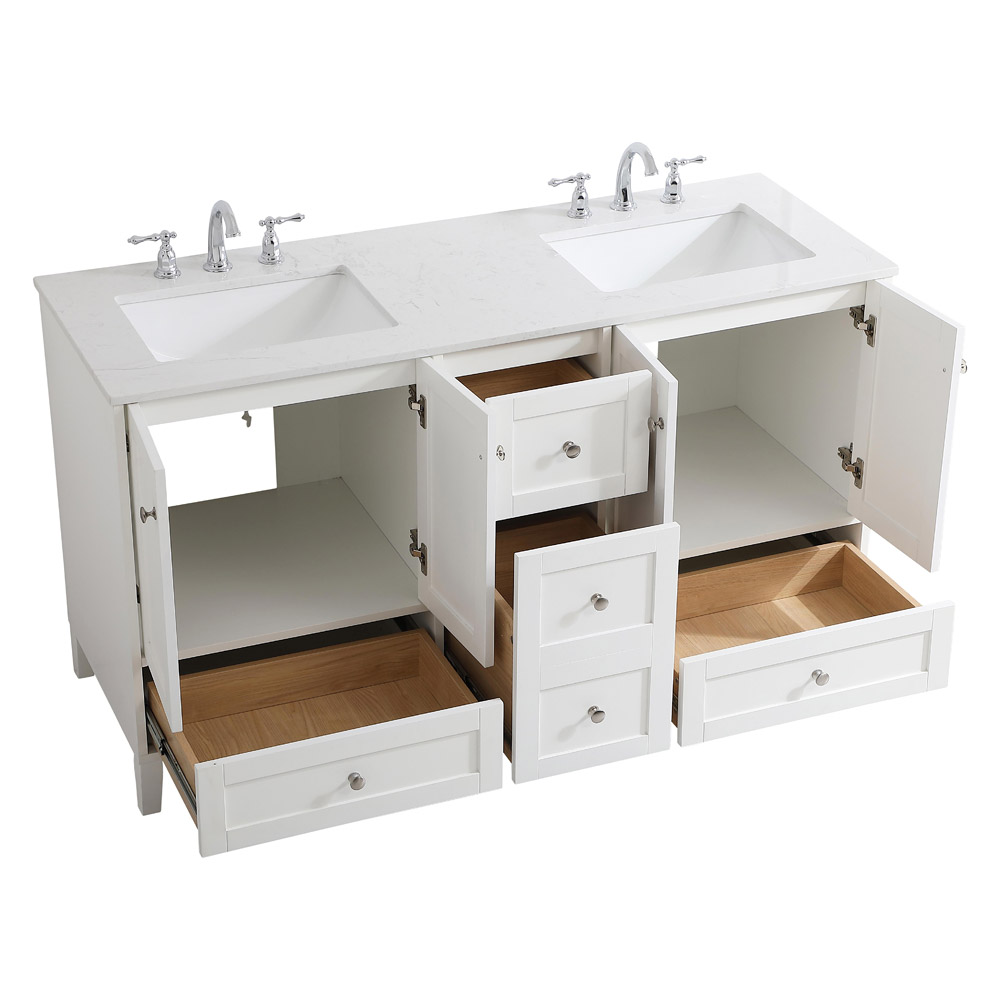 Elegant Bathroom Vanity - White (VF18060DWH)