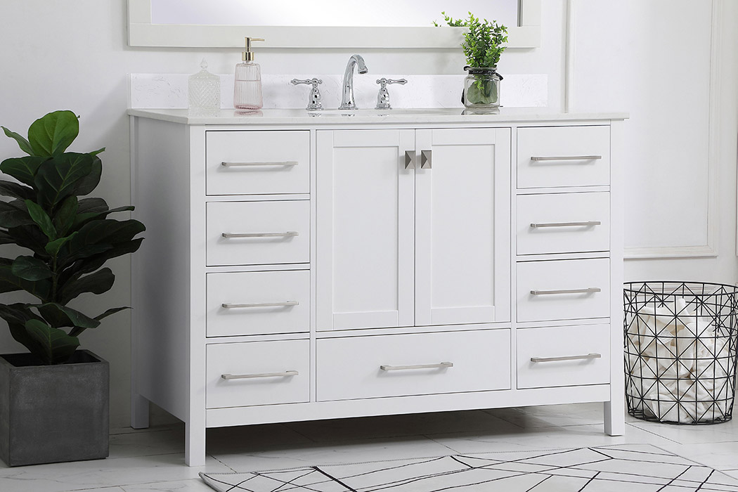 Elegant Bathroom Vanity - White (VF18848WH-BS)