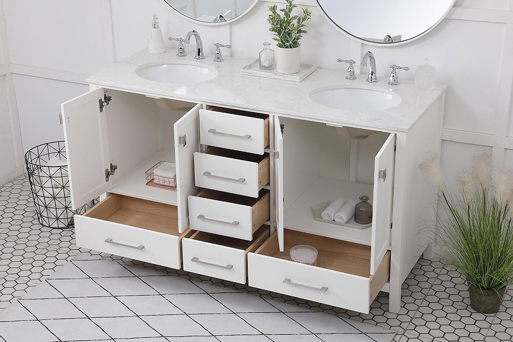 Elegant Bathroom Vanity - White (VF18860DWH)