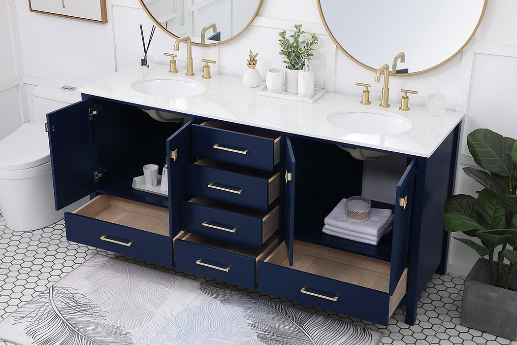 Elegant Bathroom Vanity - Blue (VF18872DBL)