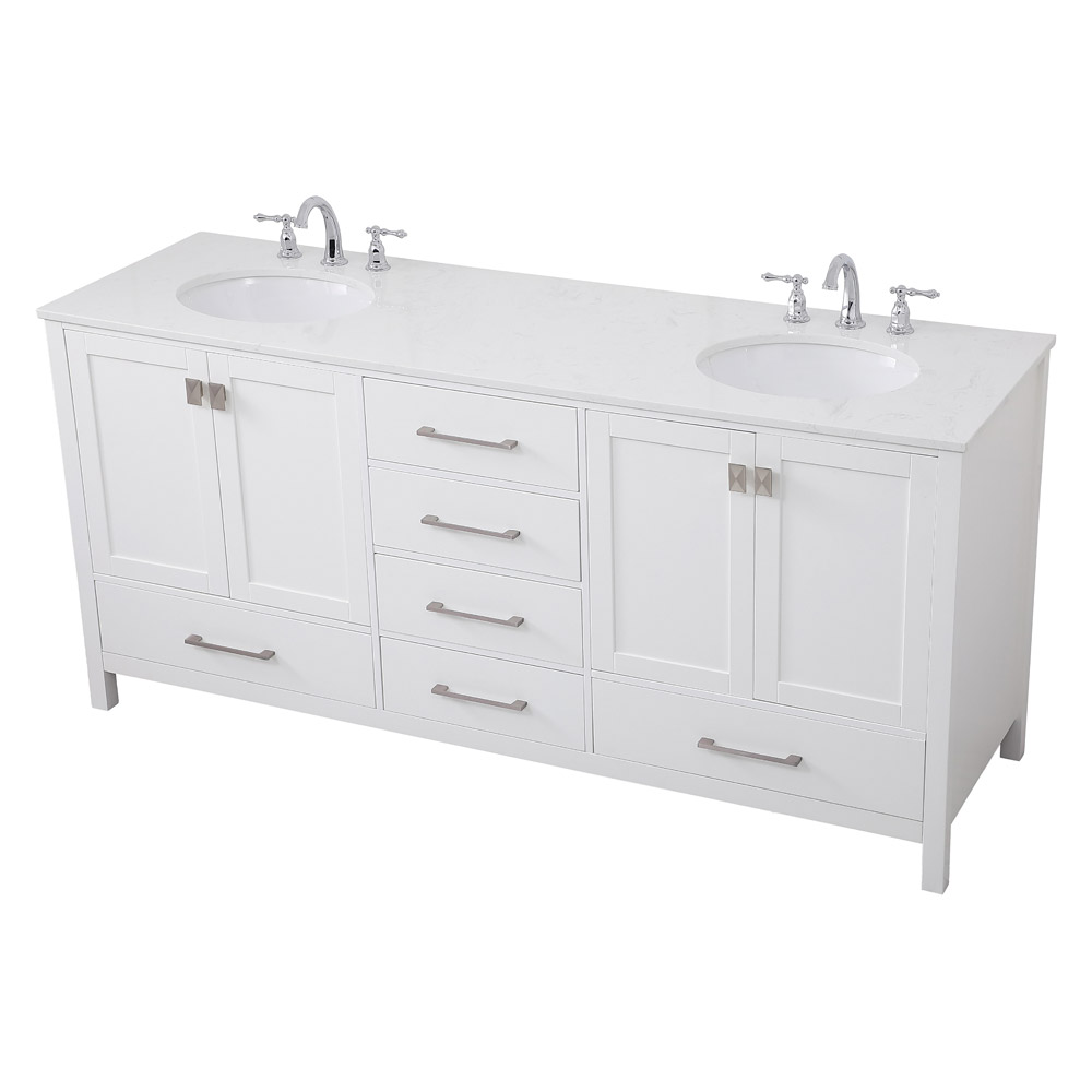 Elegant Bathroom Vanity - White (VF18872DWH)