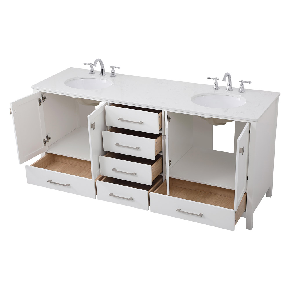 Elegant Bathroom Vanity - White (VF18872DWH)