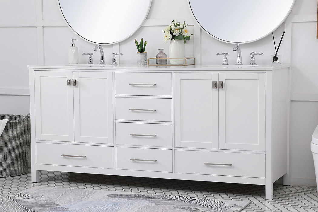 Elegant Bathroom Vanity - White (VF18872DWH)