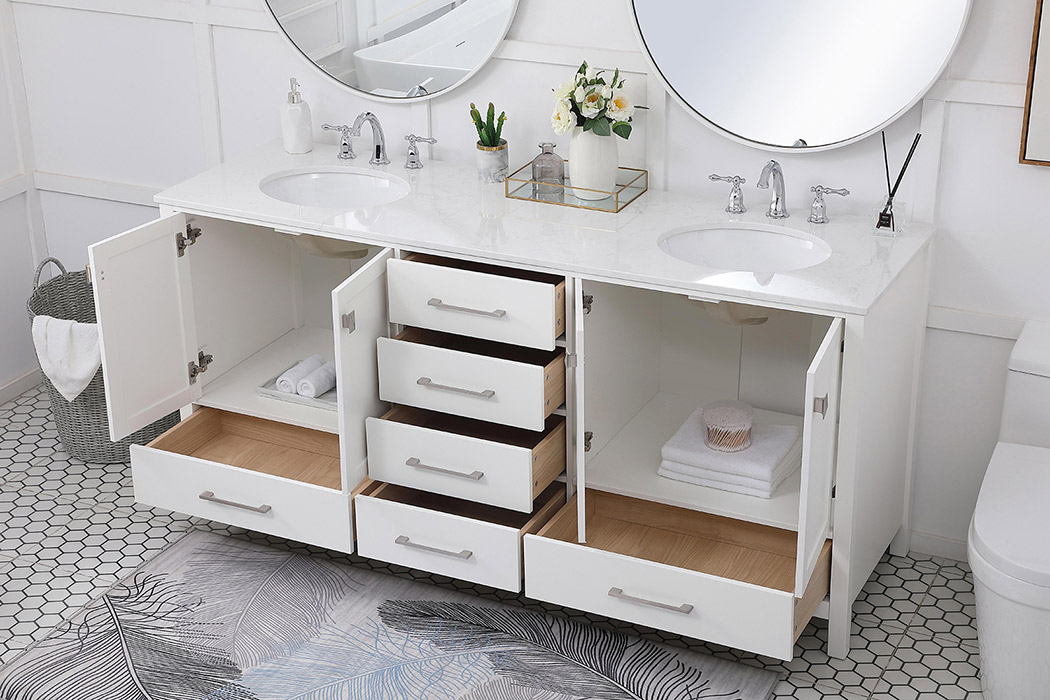 Elegant Bathroom Vanity - White (VF18872DWH)