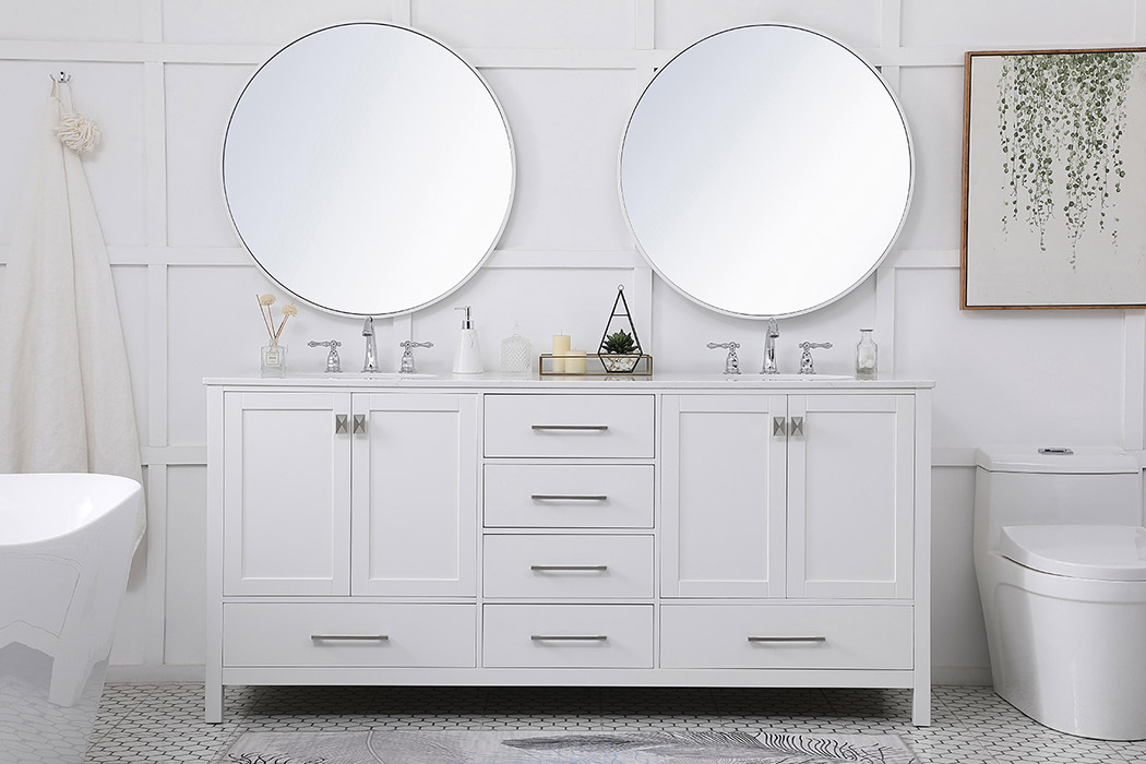 Elegant Bathroom Vanity - White (VF18872DWH)