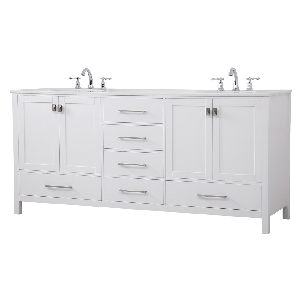 Elegant Bathroom Vanity - White (VF18872DWH)