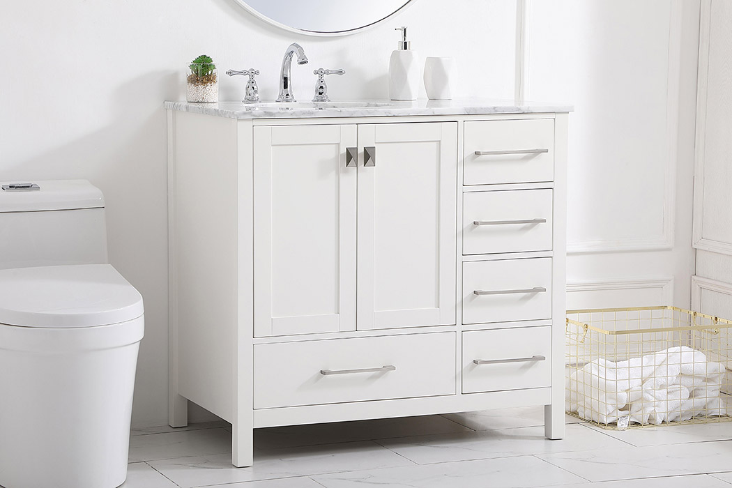 Elegant Bathroom Vanity - White, L 36" (VF18936WH)