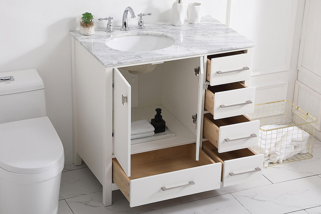 Elegant Bathroom Vanity - White, L 36" (VF18936WH)