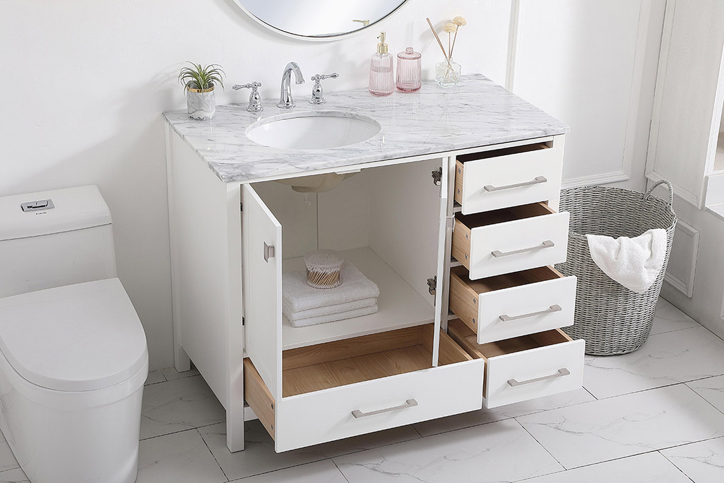 Elegant Bathroom Vanity - White, L 42" (VF18942WH)