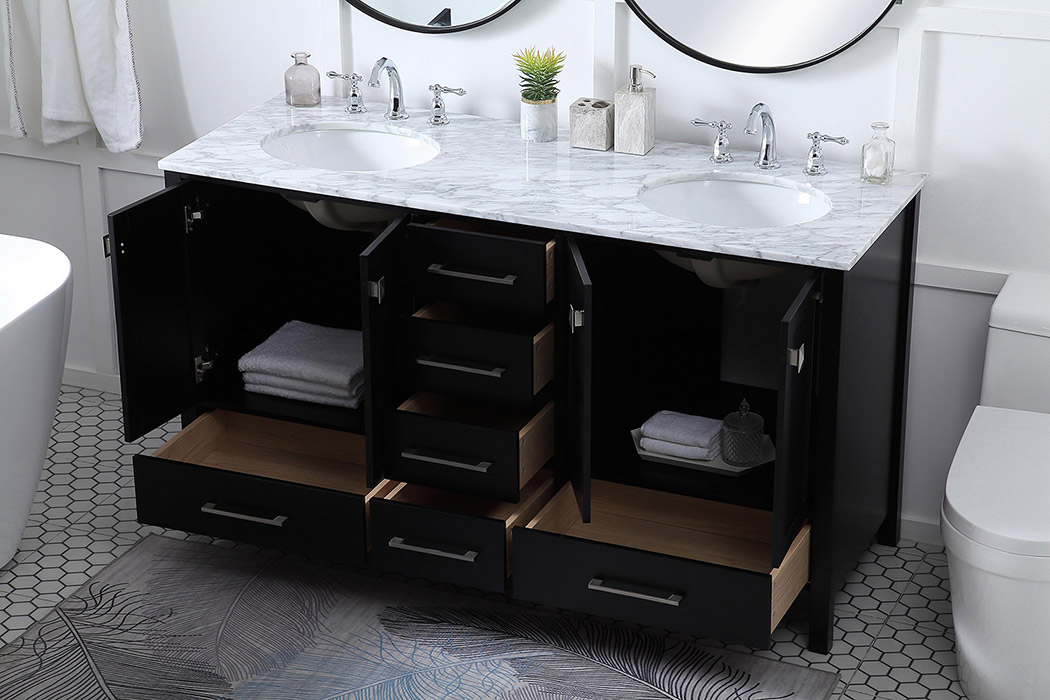 Elegant Bathroom Vanity - Black, L 60" (VF18960DBK)