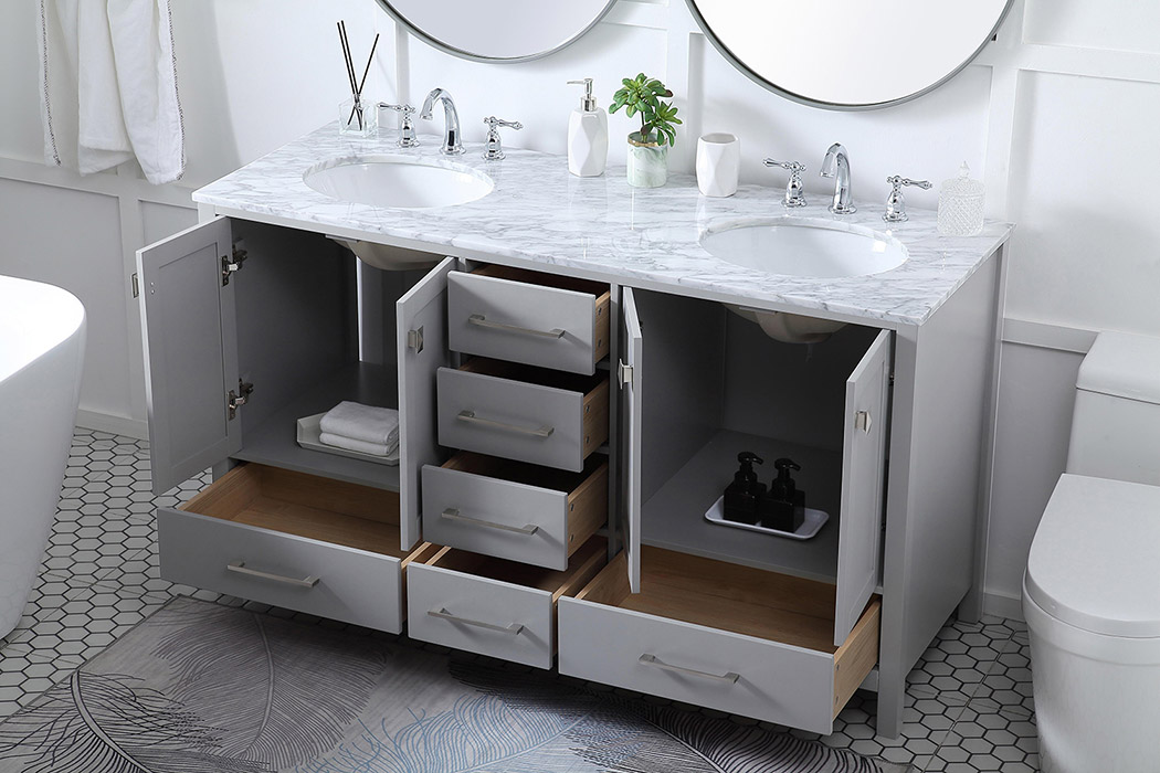 Elegant Bathroom Vanity - Gray, L 60" (VF18960DGR)