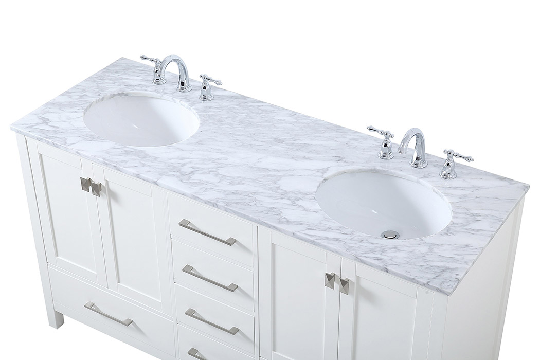 Elegant Bathroom Vanity - White, L 60" (VF18960DWH)