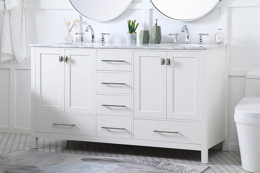 Elegant Bathroom Vanity - White, L 60" (VF18960DWH)