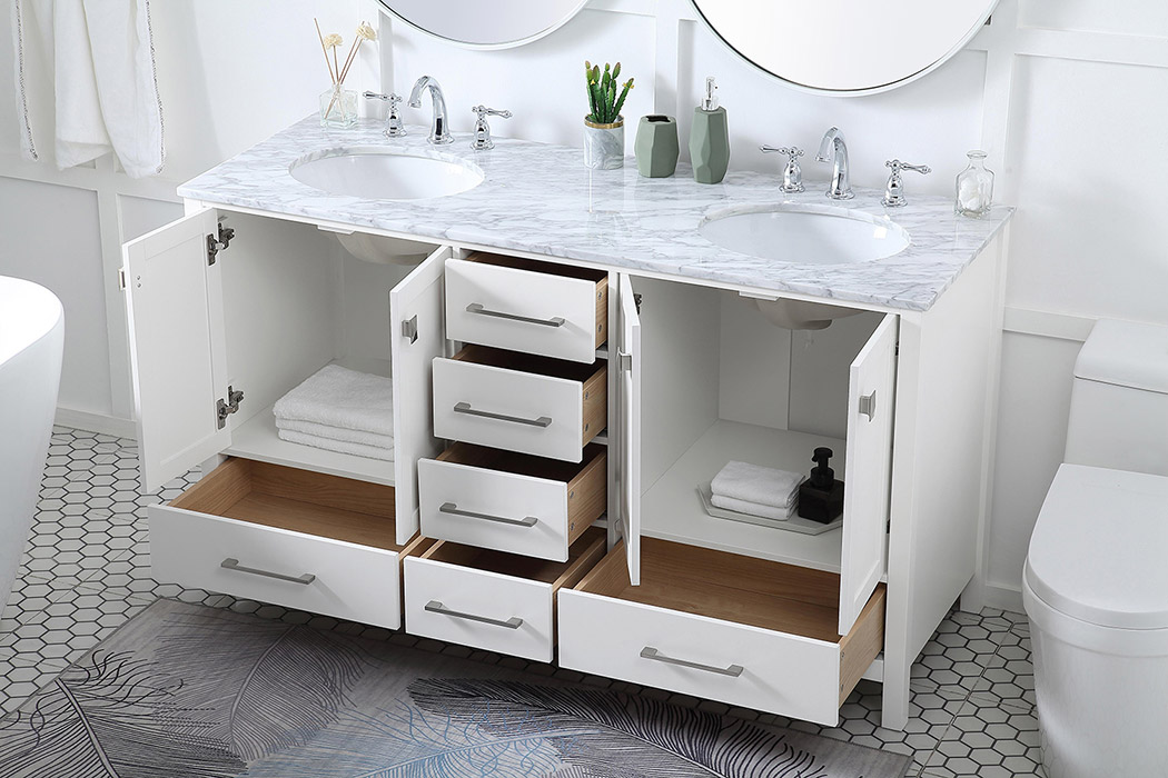 Elegant Bathroom Vanity - White, L 60" (VF18960DWH)