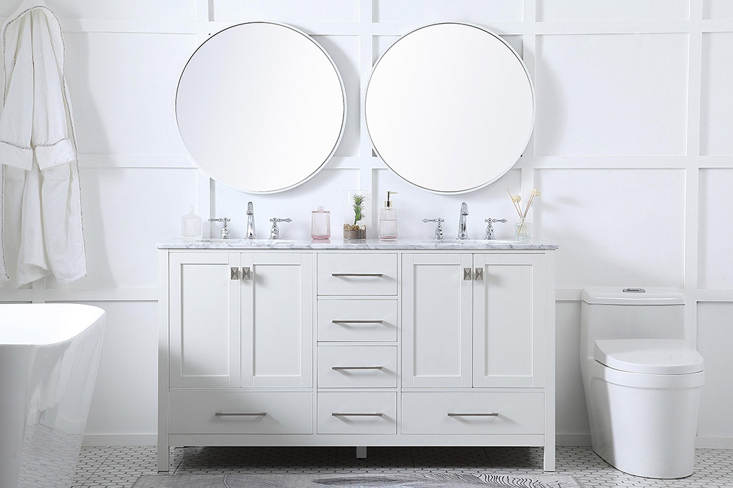 Elegant Bathroom Vanity - White, L 60" (VF18960DWH)