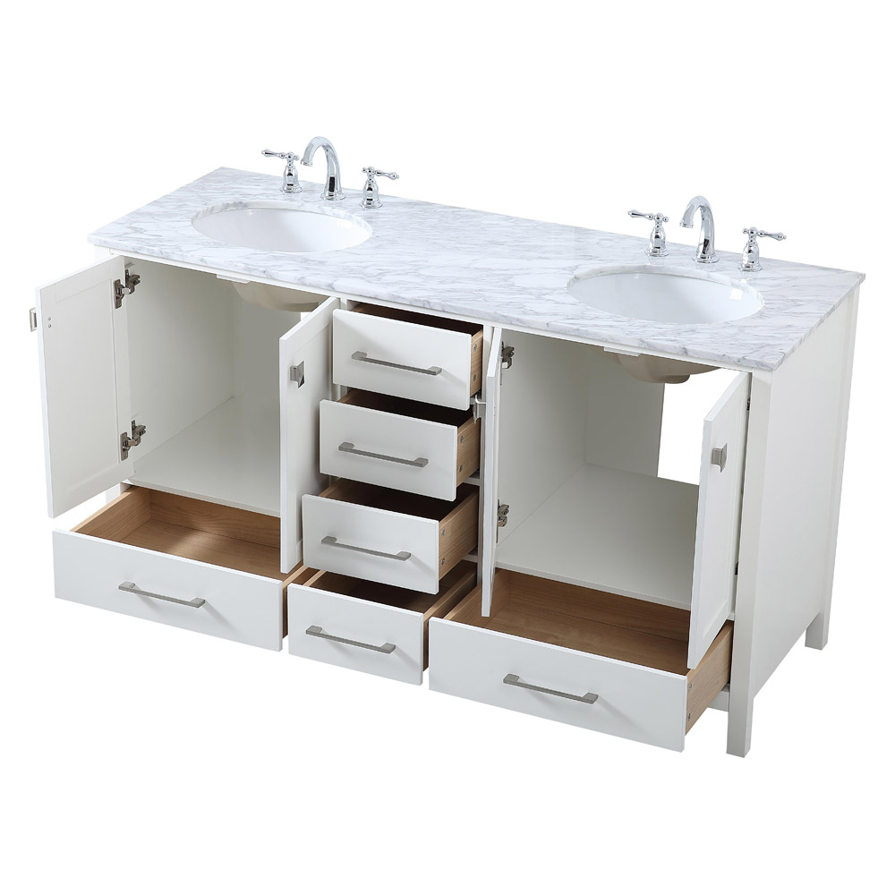 Elegant Bathroom Vanity - White, L 60" (VF18960DWH)