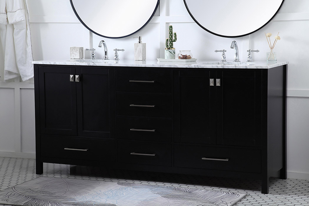 Elegant Bathroom Vanity - Black, L 72" (VF18972DBK)