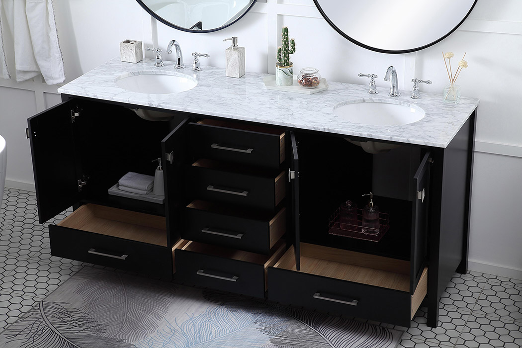 Elegant Bathroom Vanity - Black, L 72" (VF18972DBK)