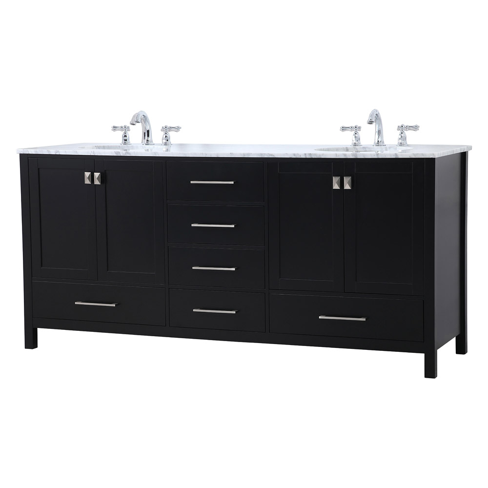 Elegant Bathroom Vanity - Black, L 72" (VF18972DBK)